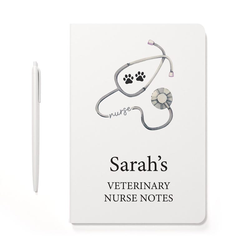 Vet Nurse Notebook And Pen, Vet Nurse Notes, Student Vet Nurse, Veterinary Nurse Graduation, A5 White Lined Hardback Notebook And Pen image 2