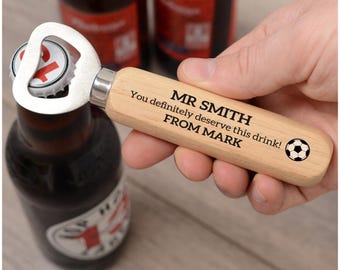 Football Coach Gifts, Personalised Funny Wooden Bottle Opener
