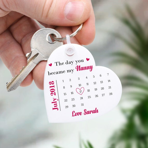 Nanny Mothers Day Gift, Personalised Grandma Keyring, Day You
