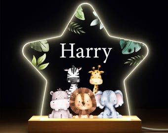 Personalised Baby Boy Gifts, Boys Jungle LED Nursery Night Light