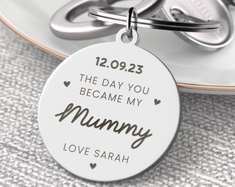 Day You Became My Mummy Keyring, Personalised Mummy Gifts From Son Daughter Baby
