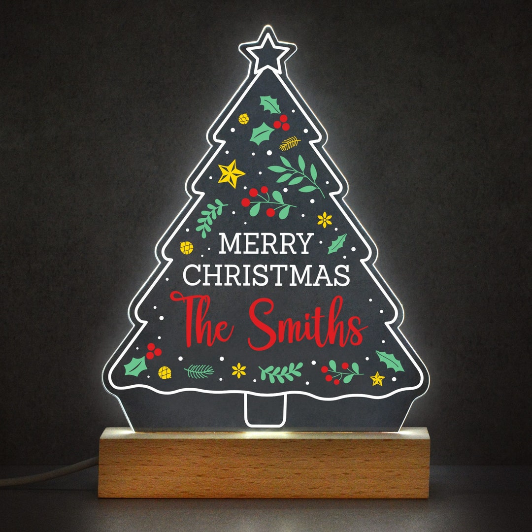 Personalised Acrylic Christmas Light, Christmas Tree LED Lamp