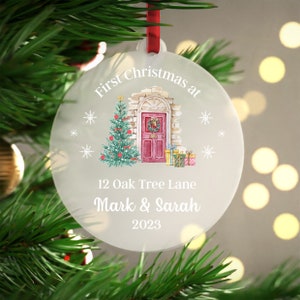 New Home Personalised Frosted Christmas Ornament | New Home Gift | Christmas In New Home | First Home 2024 | Christmas Gift | With Red Bag