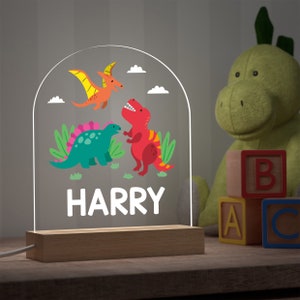 Veilleuse dinosaure personnalisée, lampe de chevet pour enfant, lampe de bureau, cadeau dinosaure pour garçon, chambre de bébé dinosaure