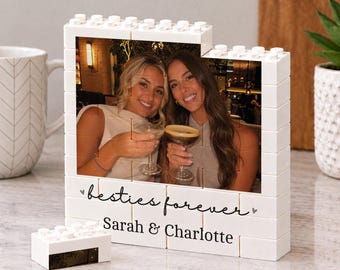 Personalised Bestie Photo Gifts, Friendship Friends Birthday Building Block Present