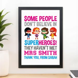 Female Superhero Teacher Gifts - Personalised Thank You Gifts for Female Teachers - Teaching Assistant - Super Hero Teacher - End of Term