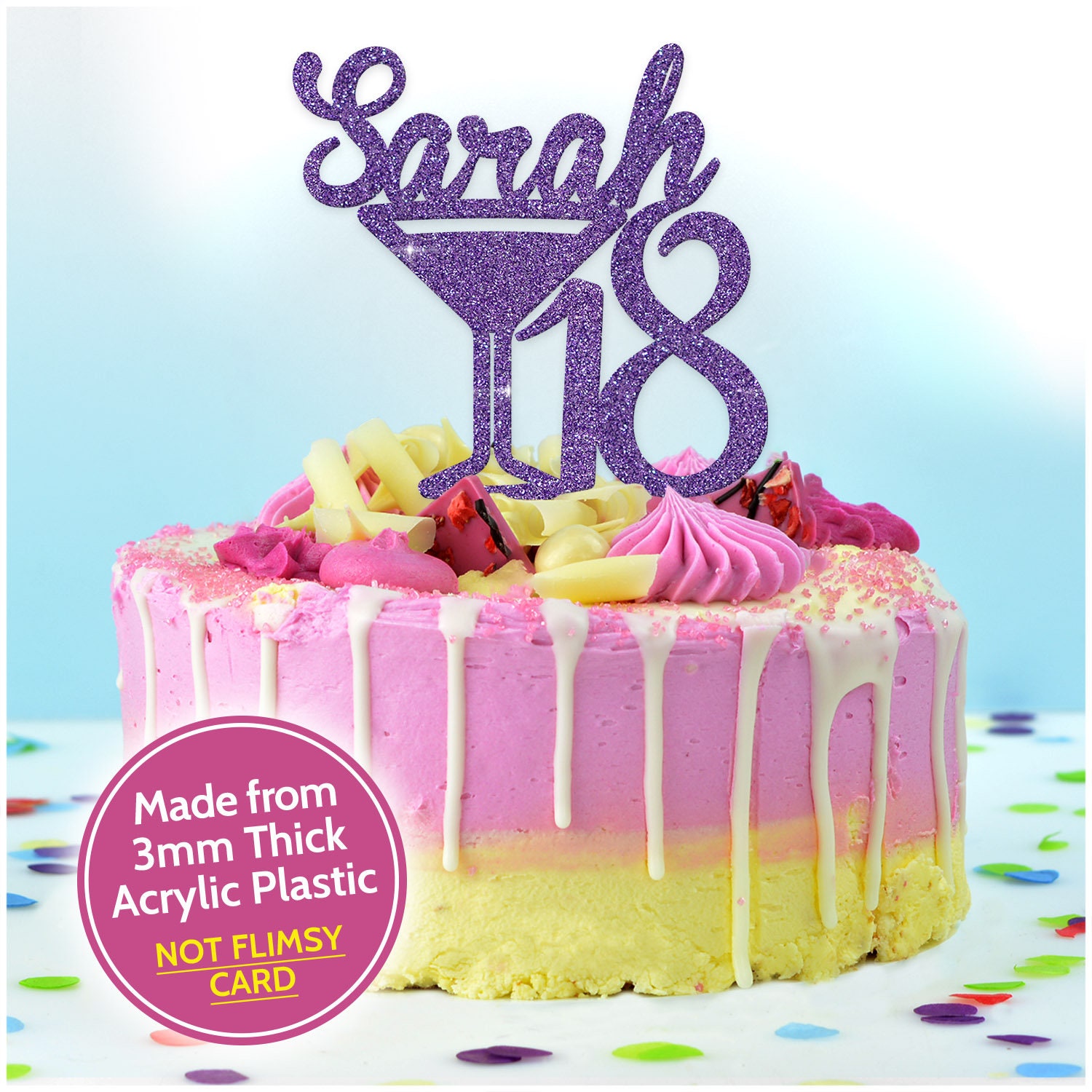 Glitter 18th Birthday Cake Topper PERSONALISED 21st 30th - Etsy UK