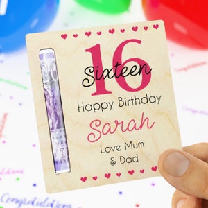 16th Birthday Gift Money Holder, 13th 18th 21st Birthday, Daughter Sister, Money Holder, Birthday Money, Milestone Birthday, Sweet Sixteen