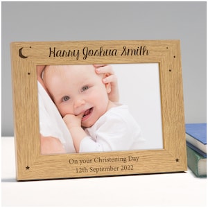 Personalised Christening Photo Frame Gift, Boys Christening Frame, Girls Christening Frame, Baptism Day, Naming Day, 6x4 7x5 Picture Frame