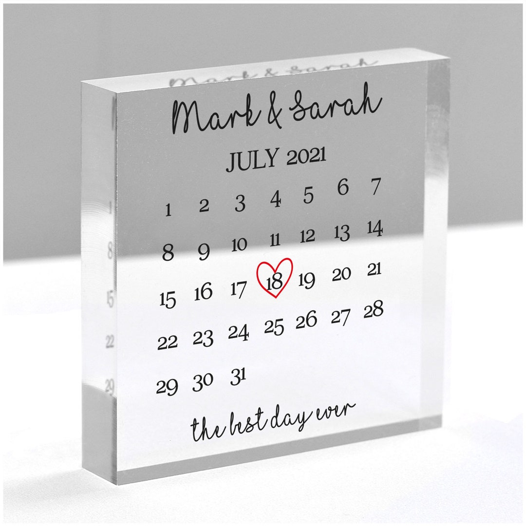 1 Year Anniversary Gift Boyfriend Him, Personalised 1st Anniversary Gift  for Couple Husband, One Year Together, Clear Blocks With Grey Bag 