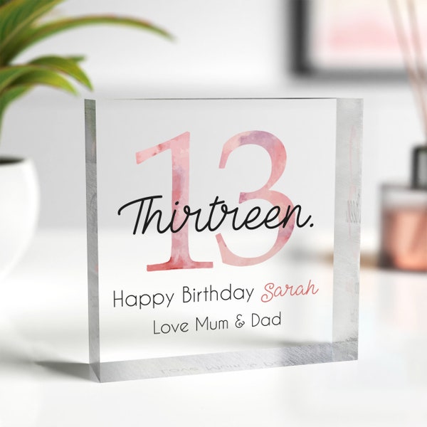 13th Birthday Gift Girl, 16th 18th 21st Birthday Gift For Daughter Granddaughter, Teenager Birthday Gift, 13 Today Plaque, With Grey Bag