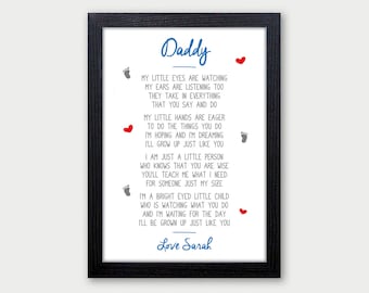 Daddy Print - Personalised 1st First Fathers Day Gifts for Daddy - Birthday, Christmas Gifts for Daddy - New Daddy - Daddy from Son Daughter
