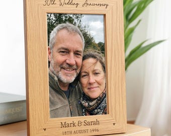 30th Wedding Anniversary Gifts, Personalised Engraved Wood Photo Frame