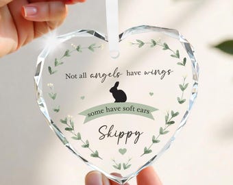 Personalised Rabbit Memorial Gift, Rabbit Remembrance Heart Hanging Ornament with Gift Bag