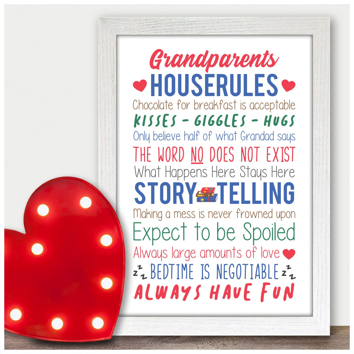 Grandparents House Rules Family Wall Art Grandparents Etsy UK