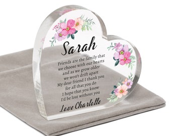 Friendship Thank You Gift, Personalised Gifts For Friends, Friend Birthday, Flower Themed Gift For Friend, Friendship Ornament With Grey Bag