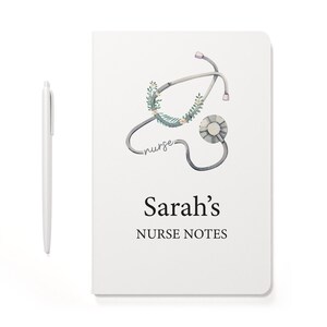 Nurse Notebook Personalised, Nurse Notes, Newly Qualified Nurse, Student Nurse, Nurse Graduation, A5 White Lined Hardback Notebook And Pen immagine 2