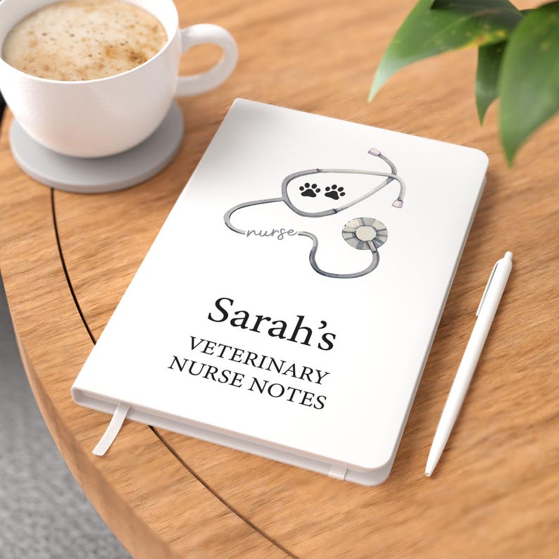 Vet Nurse Notebook And Pen, Vet Nurse Notes, Student Vet Nurse, Veterinary Nurse Graduation, A5 White Lined Hardback Notebook And Pen image 1