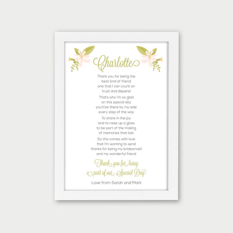 Will You Be My Maid Of Honour Bridesmaid Personalised Wedding
