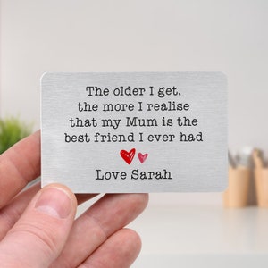 Personalised Mum Best Friend Metal Wallet Card - Gift for Mum Best Friends - Mothers Day Gift From Son Daughter - Mum and Daughter Son