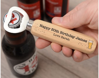 18th 21st 30th 40th 50th 60th Birthday Gifts for Him - Gifts for Son Boyfriend Husband Men - Personalised Wooden Beer Drinks Bottle Opener