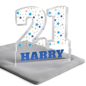 Regalo personalizado para su 21 cumpleaños, recuerdo conmemorativo de su edad (21 años) con bolsa de regalo. imagen 3