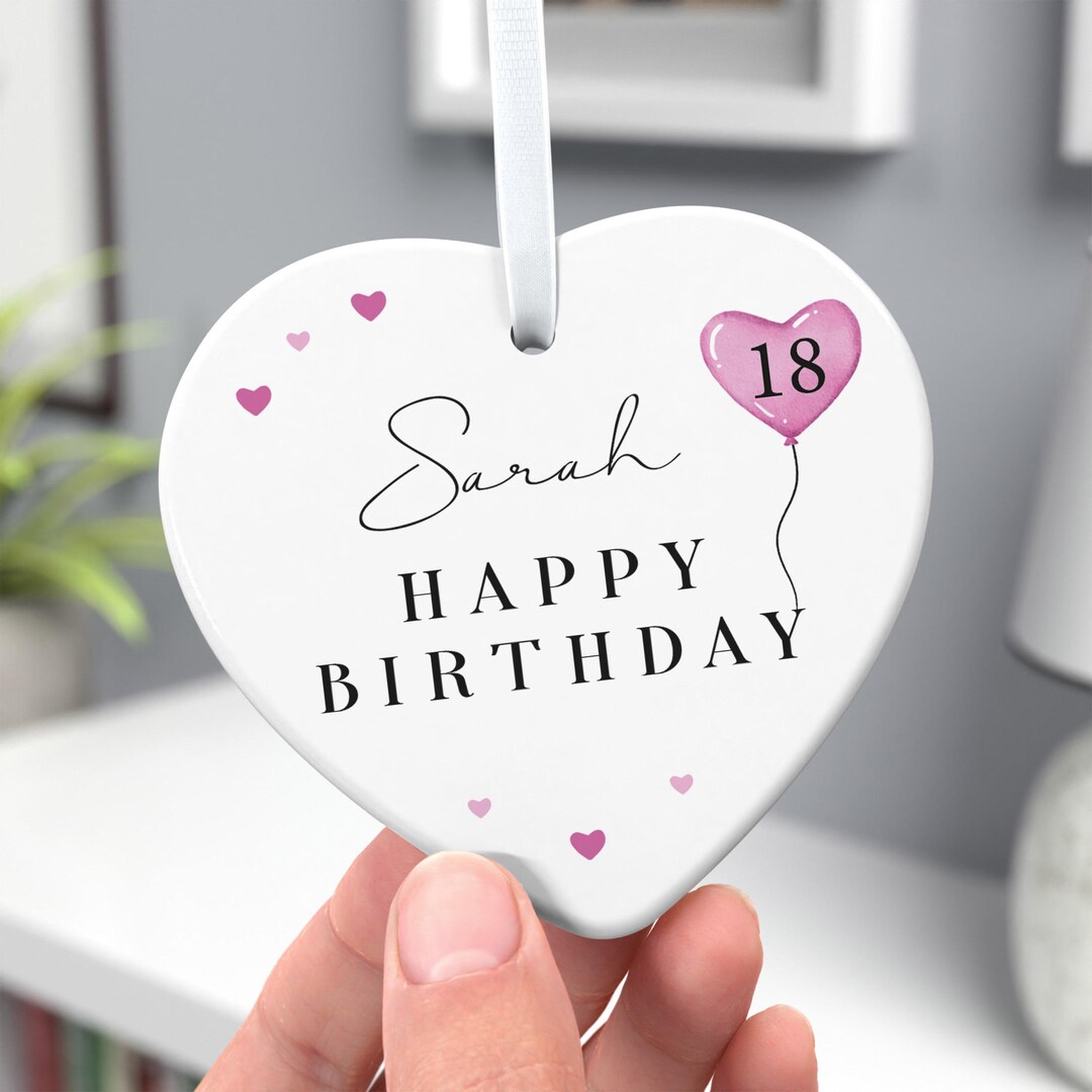 Personalised Birthday Plaque – Ages 1st To 60th – Pink Hearts & Flowers Gift By Handmade Treasures
