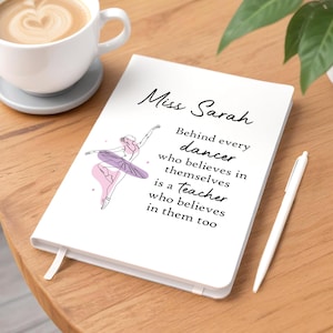 Dance Teacher Gifts, Personalised Dance Teachers A5 White Notebook