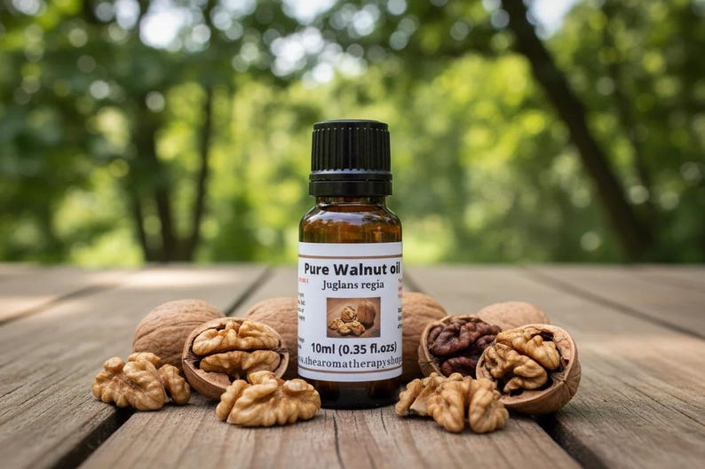 Walnut Oil with shelled walnuts