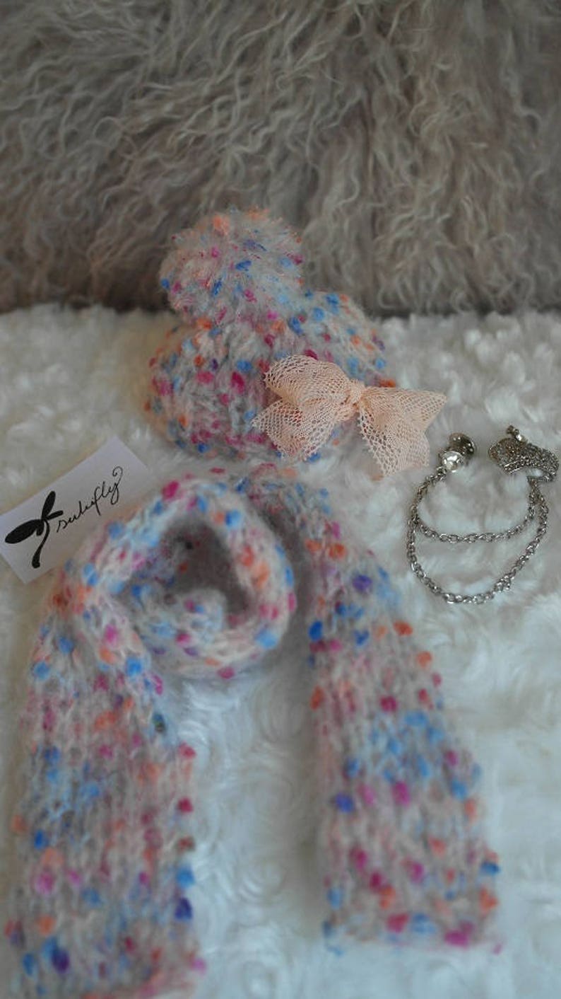 Tsukifly Winter Colors knitted Hat & Scarf Set image 6