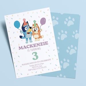 Kids Birthday Invitation Digital Download Bluey Invitation Bluey Editable Invite Childrens Birthday