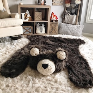 Extra Large Brown Bear Rug, Forest Nursery Décor