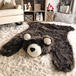 EXTRA LARGE Brown Grizzly  Nursery Rug - ClaraLoo