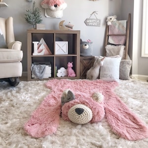 Regular Size Pink Minky Bear Rug