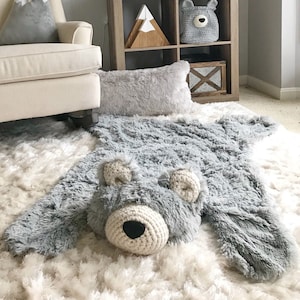 Woodland Baby Bear Rug for Nursery | Mountain Theme Nursery Rug for Baby Shower Gifts