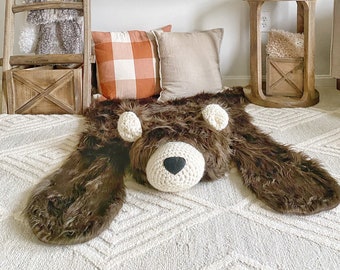 Regular Size Brown Grizzly Bear Rug - Woodland Nursery Decor by ClaraLoo Creations