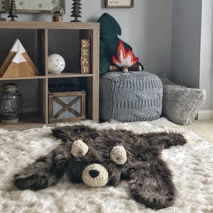 Small Brown Grizzly Bear Rug