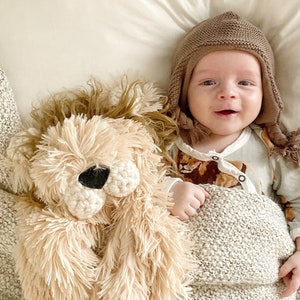 Lion Lovey - Plush Lion Baby Blanket Decor for Safari Nursery - Milestone Photo Prop by ClaraLoo - Faux Fur