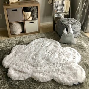 Ivory Cloud Rug for Nursery | White Decorative Plush Floor Mat by ClaraLoo Creations
