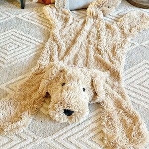 Golden Retriever Puppy Rug for Nursery | Soft Plush Dog Rug for Kids’ Room
