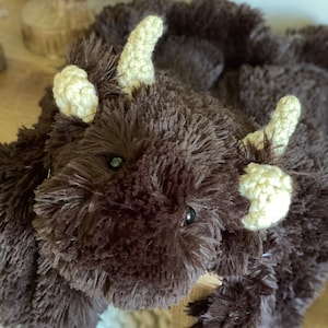 Bison Lovey Blanket with Faux Fur and Crochet for Nursery
