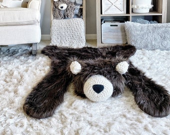 Regular Brown Grizzly Bear Rug | Woodland Nursery Decor by ClaraLoo