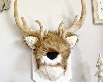 Plush Deer Wall Decor - Faux Taxidermy Woodland Nursery By ClaraLoo Creations