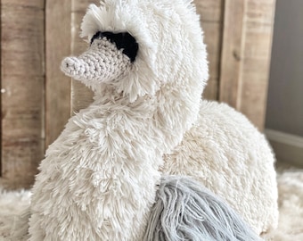 Handmade Swan Plush Stuffed Animal for Nursery Decor