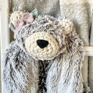 Grey Frosted Bear Lovey - Big Lovey - ClaraLoo Nursery Decor