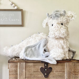 Dragón de peluche grande de ganchillo: peluche blanco y gris, decoración infantil