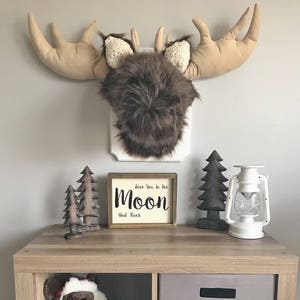 Moose head Wall Mount, Moose Nursery decor Woodland Nusery, Moose head stuffed, Mountain Nursery image 1