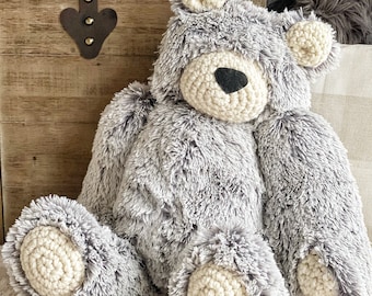 Großer Bär Stofftier - grau gefrostet gegliederte Bär Plüschtier - ClaraLoo Woodland Kinderzimmer Dekor