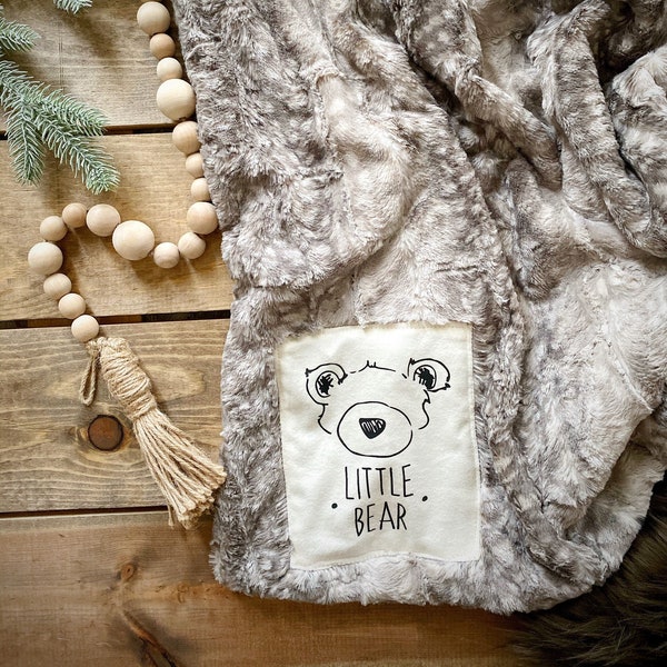 Minky Grey Fawn Blanket - Little Bear Blanket ClaraLoo