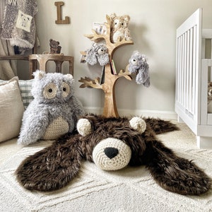 Brown Bear Rug for Nursery Decorating. Woodland nursery accent rug